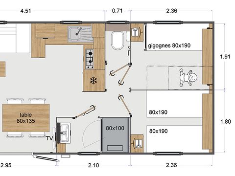 MOBILHOME 12 personnes - Mobile Home Tropical Lodge Family AVEC JACUZZI- 36.80 m²/MH - 6 Ch/12 pers - TRIBU XXL 12 pers