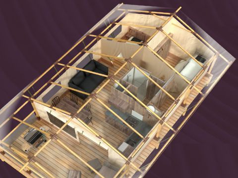 TENTE TOILE ET BOIS 6 personnes - Kabane Lodge 46 m²