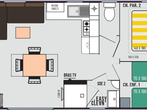 MOBILHOME 10 personnes - 4 chambres