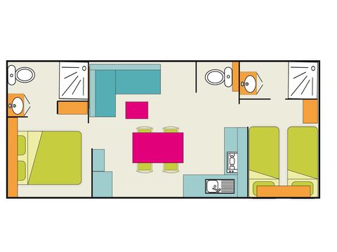 Mobilhome 5 personnes - Privilège N°2 32m² 2 salles de bain