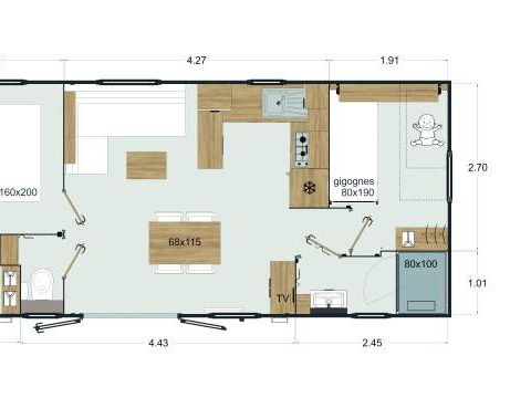 MOBILHOME 5 personnes - Privilège N°1 32m² 1 Salle de bain