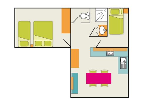 GÎTE 6 personnes - Gîte N°2 chambres 41m²
