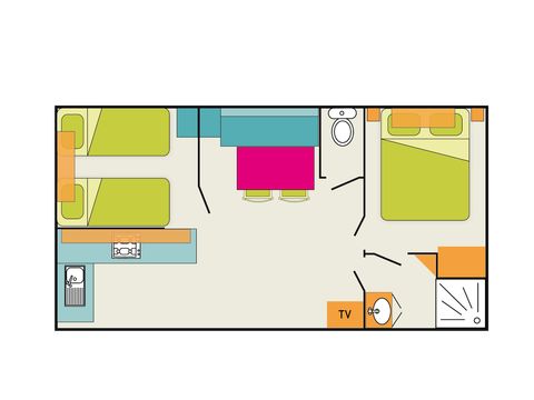 Mobilhome 5 personnes - Oasis Confort 2 chambres 26m²