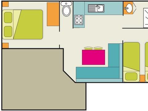 MOBILHOME 5 personnes - Oasis Ti Confort 2 chambres 26m²