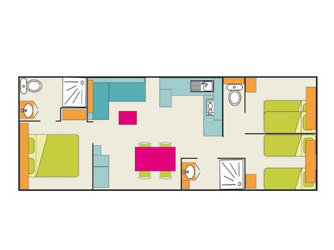 MOBILHOME 6 personnes - Mobil home Privilège 3 37m² 2 salles de bain avec Spa