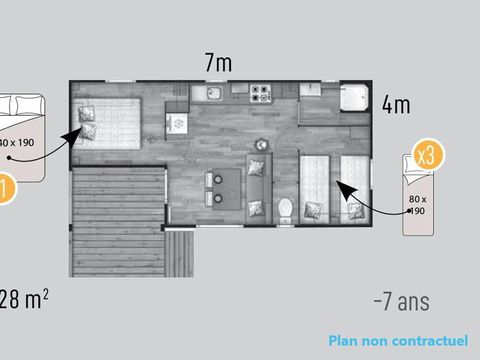 Mobilhome 5 personnes - Grand Cottage Confort - Terasse intégré
