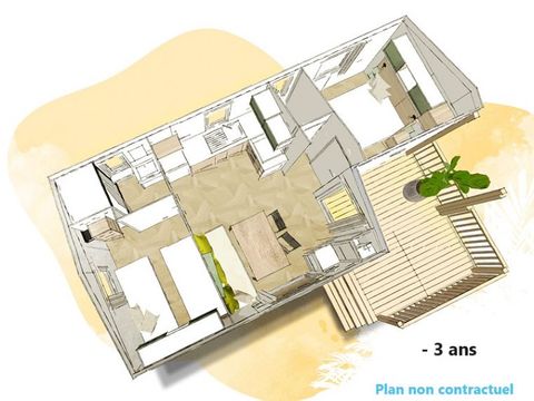 Mobilhome 5 personnes - Grand Cottage Confort Terrasse Couverte