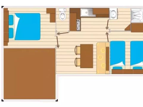 MOBILHOME 6 personnes - 3 Pièces pour 6 Personnes + TV