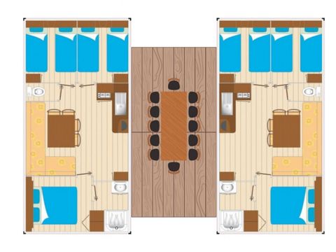 Mobilhome 12 personnes - Mobil-home Tribu 12 personnes 6 chambres 2sdb 60m²