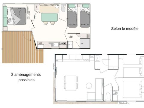 MOBILHOME 5 personnes - Mobil-home Evasion+ 5 personnes 2 chambres 23m²