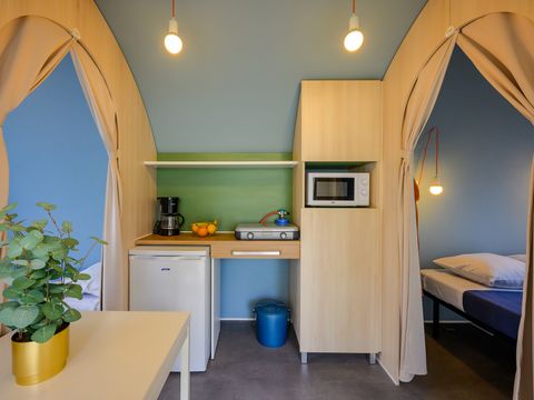 TENTE TOILE ET BOIS 4 personnes - TENTE COCO SWEET 2 ch. 4 pers - 16m2 - auvent toilé