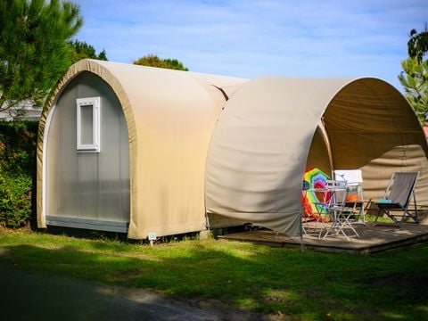 TENTE TOILE ET BOIS 4 personnes - D/ TENTE COCO SWEET 2 ch / 4p - 16m²- Auvent toilé