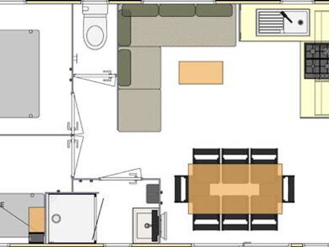 Mobilhome 8 personnes - Premium | 4 Ch. | 6/8 Pers. | Terrasse Lounge | Outdoor kitchen | 2 SDB | Clim.