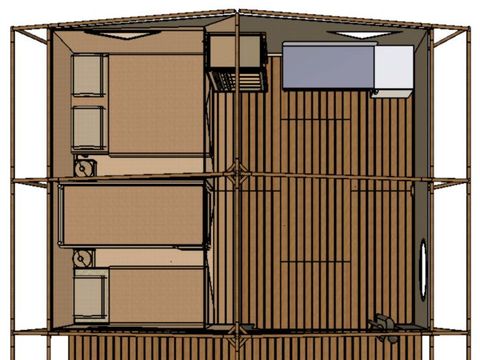 Tente en toile et en bois 5 personnes - Le Lodge Canada 2ch. 5 pers