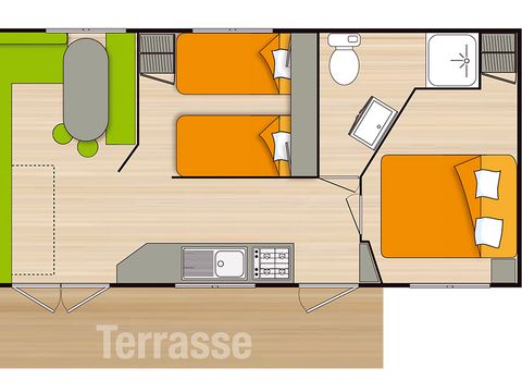 MOBILHOME 6 personnes - Mobil-Home 4/6P Gamme Eco + terrasse bois