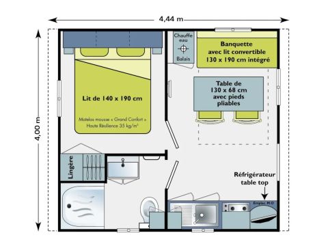 MOBILHOME 2 personnes - MOBIL-HOME 1 CHAMBRE TERRASSE 16-20m² 2 pers
