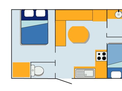MOBILHOME 4 personnes - Mobil-home Confort 27m² - 2 chambres + Terrasse couverte + TV 4 pers