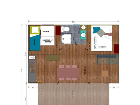 TENTE TOILE ET BOIS 4 personnes - Cabane Cotton Confort 32m² - 2chambres + Terrasse couverte + Quartier piéton 4 pers