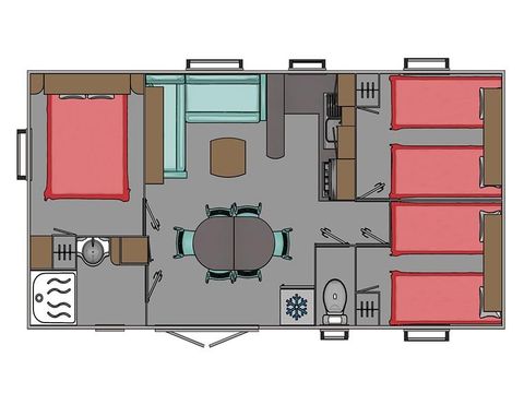 MOBILHOME 8 personnes - CONFORT - Mobil-home Magdalena 33 m² - 3 chambres 6/8 pers
