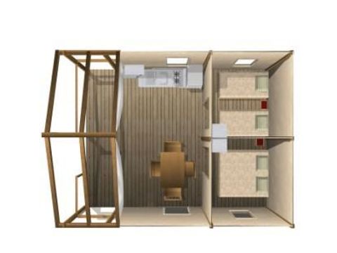 TENTE TOILE ET BOIS 4 personnes - ECOLODGE SAHARI 2 chambres (sans sanitaire) 1/4 pers