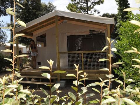 Tente en toile et en bois 1/4 personnes - ECOLODGE - SAHARI - 2 chambres - Sans sanitaire