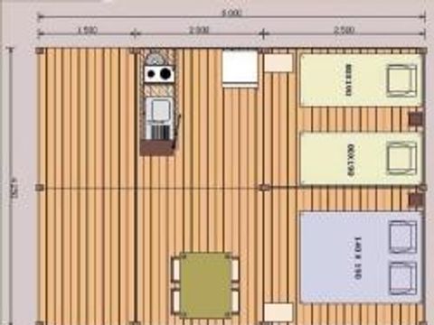 Tente en toile et en bois 1/4 personnes - ECOLODGE - SAHARI - 2 chambres - Sans sanitaire