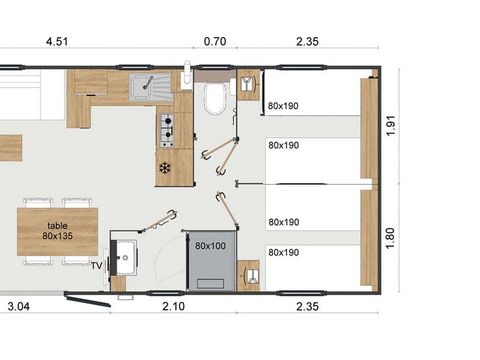MOBILHOME 6 personnes - COTTAGE TRIO STANDING- TV- LAVE VAISSELLE- 2 SALLES D'EAU avec SPA PRIVATIF 6 pers