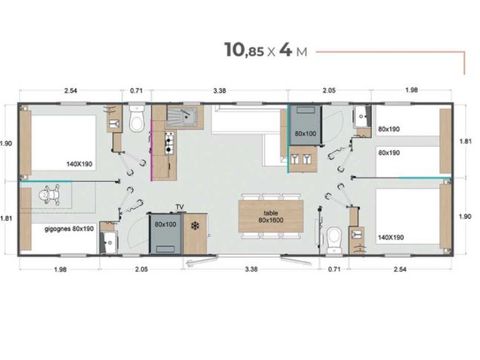 Mobilhome 8 personnes - QUATRO - 4 chambres