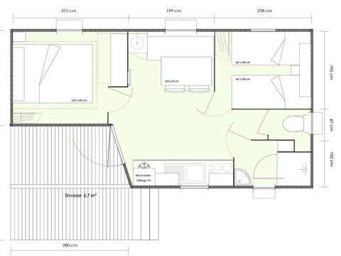 MOBILHOME 4 personnes - KIWI 23 m² MOBILHOME 4 personnes - KIWI 23 m²