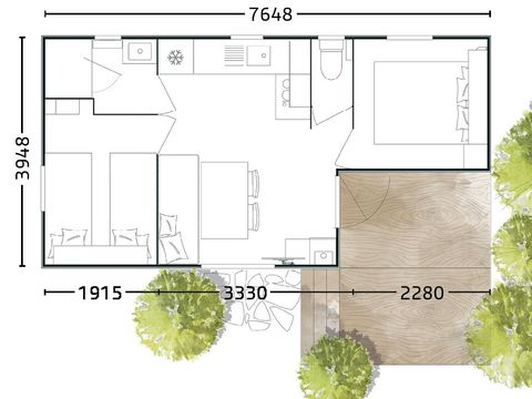 MOBILHOME 4 personnes - Cottage Grand confort 3/4 personnes