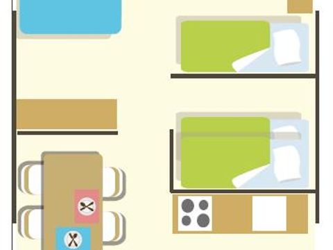 TENTE TOILE ET BOIS 6 personnes - Woody lodge 3Chambres sans sanitaires