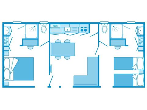 MOBILHOME 4 personnes - Comfort XL | 2 Ch. | 4 Pers. | Terrasse surélevée | 2 SDB