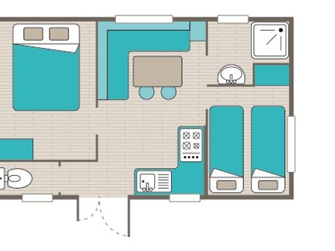 Mobilhome 4 personnes - Mobil-home | Comfort XL | 2 Ch. | 4 Pers. | Terrasse surélevée