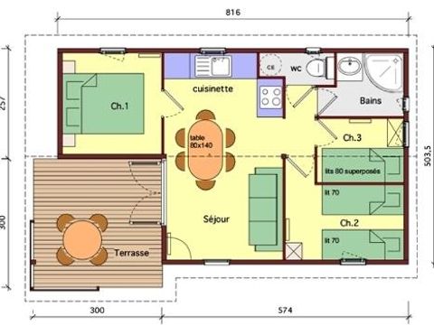 CHALET 8 personnes - Alizé Maxi XXL 35 m²- 3 ch.