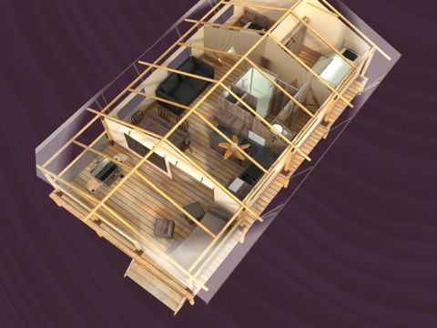 Tente en toile et en bois 7 personnes - Lodge Grand Confort
