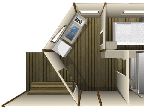 Tente en toile et en bois 4 personnes - Ecolodge confort 21m² - Sans sanitaires
