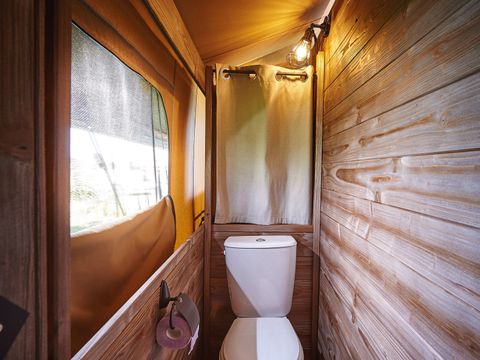 Tente en toile et en bois 5 personnes - Lodge sur pilotis Confort+ 46m²
