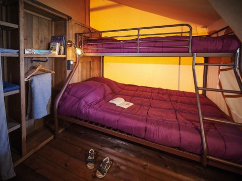 Tente en toile et en bois 5 personnes - Lodge sur pilotis Confort+ 46m²