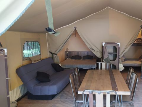 Tente en toile et en bois 5 personnes - Lodge sur pilotis Confort+ 46m² - Sans sanitaires