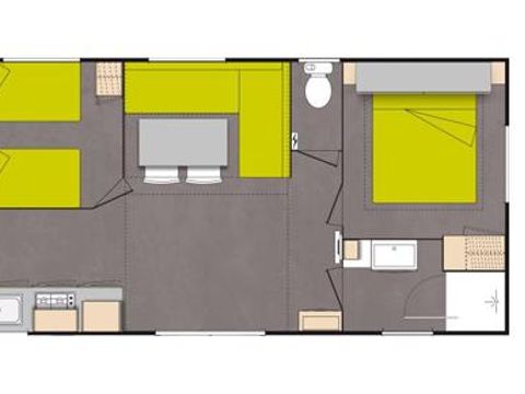 Mobilhome 5 personnes - Mobil-home Confort 29m² (2 chambres ) + Terrasse couverte + Clim
