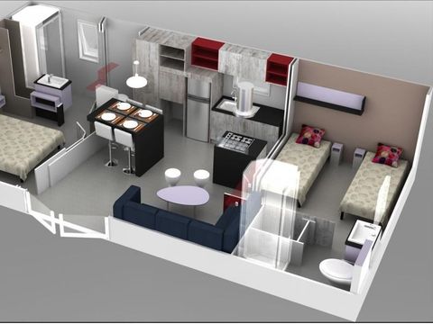 Mobilhome 5 personnes - Premium - 40m² - 2 chambres - TV - Lave-vaisselle - BBQ - Clim - 2 salles de bain