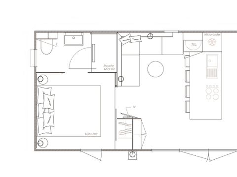 MOBILHOME 4 personnes - Cottage Palma 4 pers 2 Ch 2 Sdb Premium