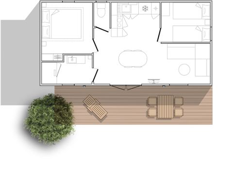 MOBILHOME 4 personnes - Cottage Bali 4 pers 2 Ch 1 Sdb ****