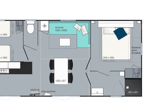 MOBILHOME 6 personnes - Cottage Brasilia 4/6 pers 2 Ch 1 Sdb ***