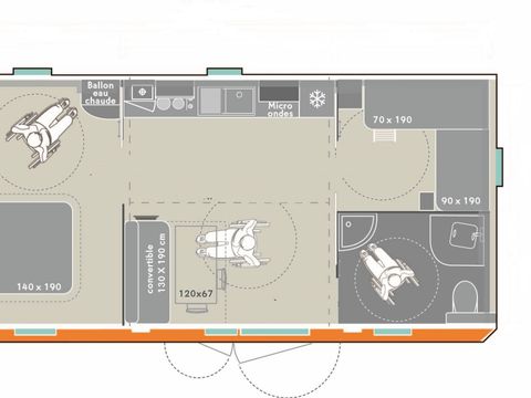 MOBILHOME 4 personnes - Cottage Borneo 4 pers 2 Ch 1 Sdb *** PMR