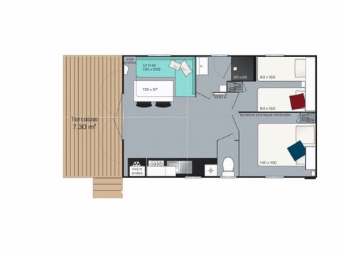 MOBILHOME 4 personnes - Cottage Bangkok 4 pers 2 Ch 1 Sdb ***