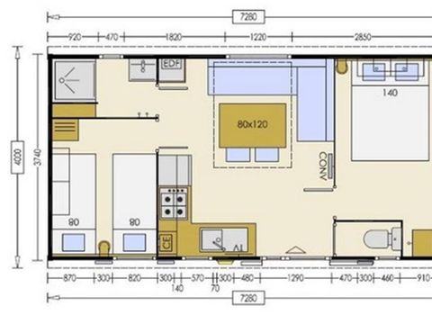 Mobilhome 4 personnes - 2 chambres Confort + Ibiza