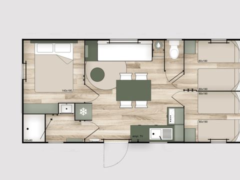 MOBILHOME 6 personnes - Mobil-home Trigano climatisé 3 chambres