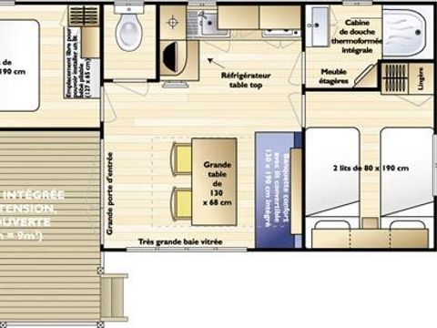 MOBILHOME 5 personnes - Loggia 26 m² (2ch - 4/5 pers) + TV
