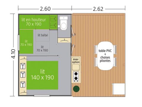 MOBILHOME 5 personnes - TITHOME sans douche
